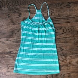 Pretty teal and white striped racerback tank